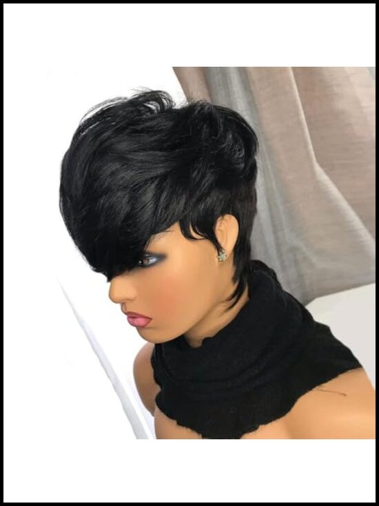 Pixie Cut Human Hair Wig for Black Women, Throw On and Go, Glueless, 150% main image 4